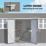 12' x 5.5' Metal Garden Storage Shed, Outdoor Tool Storage House with Lockable Door, Vents, Sloped Roof, Light Grey