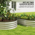 2Pcs Galvanized Raised Garden Bed, 5 x 3 x 1 ft Modular Metal Garden Beds with Rubber Strip Edging, Silver