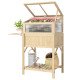 Raised Garden Bed Planter with Cold Frame, Wooden Elevated Planter Box with Folding Side Table and Shelf, Natural Wood