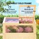Raised Garden Bed Planter with Cold Frame, Wooden Elevated Planter Box with Folding Side Table and Shelf, Natural Wood