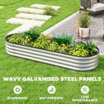 Galvanized Raised Garden Bed, 6 x 2 x 1 Modular Metal Garden Beds with Rubber Strip Edging, Heavy-Duty Outdoor Planter Box for Vegetables, Flowers and Herbs, Silver