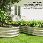 2Pcs Galvanized Raised Garden Bed, 6 x 2 x 1 ft Modular Metal Garden Beds with Rubber Strip Edging, Silver