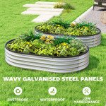 2Pcs Galvanized Raised Garden Bed, 4 x 3 x 1 ft Modular Metal Garden Beds with Rubber Strip Edging, Silver