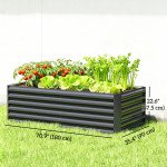 6' x 3' x 2' Raised Garden Bed, Galvanized Planter Box for Growing Flowers, Herbs and Vegetables, Dark Grey