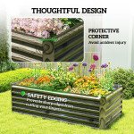 6' x 3' x 2' Raised Garden Bed, Galvanized Planter Box for Growing Flowers, Herbs and Vegetables, Light Wood Effect