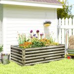 6' x 3' x 2' Raised Garden Bed, Galvanized Planter Box for Growing Flowers, Herbs and Vegetables, Light Wood Effect