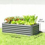 6' x 3' x 2' Raised Garden Bed, Galvanized Planter Box for Growing Flowers, Herbs and Vegetables, Light Grey