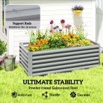 6' x 3' x 2' Raised Garden Bed, Galvanized Planter Box for Growing Flowers, Herbs and Vegetables, Light Grey