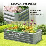 6' x 3' x 2' Raised Garden Bed, Galvanized Planter Box for Growing Flowers, Herbs and Vegetables, Light Grey