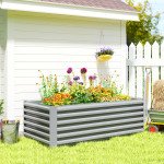6' x 3' x 2' Raised Garden Bed, Galvanized Planter Box for Growing Flowers, Herbs and Vegetables, Light Grey