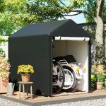 4 x 6ft Outdoor Storage Shed Tent, Portable Shed with Roll-up Door for Motorcycle, Bike, Garden Tools
