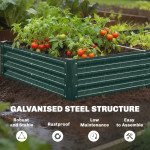 12 x 4 x 1ft Galvanized Raised Garden Bed, Reinforced Outdoor Planter Box with Open Bottom, Green