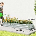 Galvanized Raised Garden Beds, Outdoor Planter Box, Set of 2, for Flowers, Herbs and Vegetables, Silver