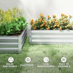Galvanized Raised Garden Beds, Outdoor Planter Box, Set of 2, for Flowers, Herbs and Vegetables, Silver
