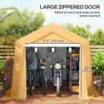 10' x 10' Outdoor Storage Shed Portable Garage with Roll-up Door for Motorcycle, Bike, Garden Tools, Beige