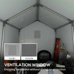 10' x 10' Outdoor Storage Shed Portable Garage with Roll-up Door for Motorcycle, Bike, Garden Tools, Beige