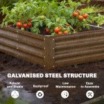 6 x 3 x 1ft Galvanized Raised Garden Bed, Reinforced Outdoor Planter Box with Open Bottom,, Wood-Effect