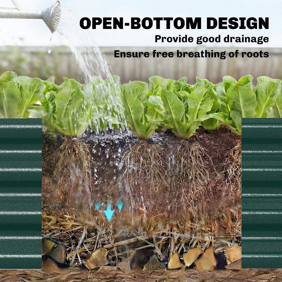 8 x 4 x 1ft Galvanized Raised Garden Bed, Reinforced Outdoor Planter Box with Open Bottom, Green