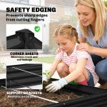 12 x 4 x 1ft Galvanized Raised Garden Bed, Reinforced Outdoor Planter Box with Open Bottom, Black