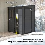 4'x5' Garden Storage Shed, Lean to Shed, Lockable Garden Tool Storage House with Window, Vent, Dark Grey