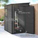 4'x5' Garden Storage Shed, Lean to Shed, Lockable Garden Tool Storage House with Window, Vent, Dark Grey