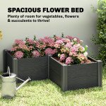 Vinyl Raised Garden Bed Kit, 3 x 3 x 1ft Elevated Garden Box with Open Bottom, Screwless Outdoor Planter Box