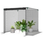 Galvanized Steel Crop Cage, Plant Protection Tent with Zippered Door, 4' x 4', Black