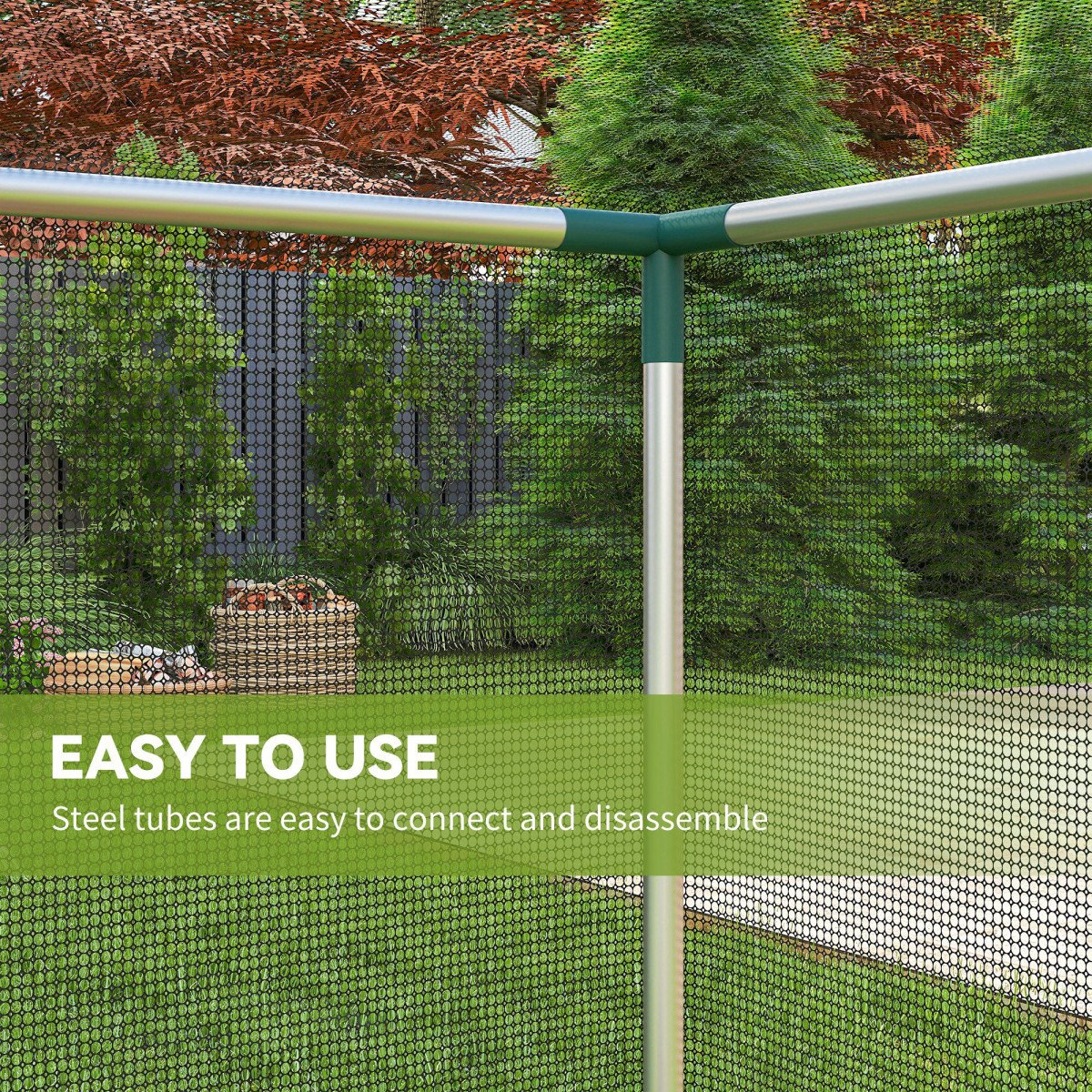 Galvanized Steel Crop Cage, Plant Protection Tent with Zippered Door, 4' x 4', Black