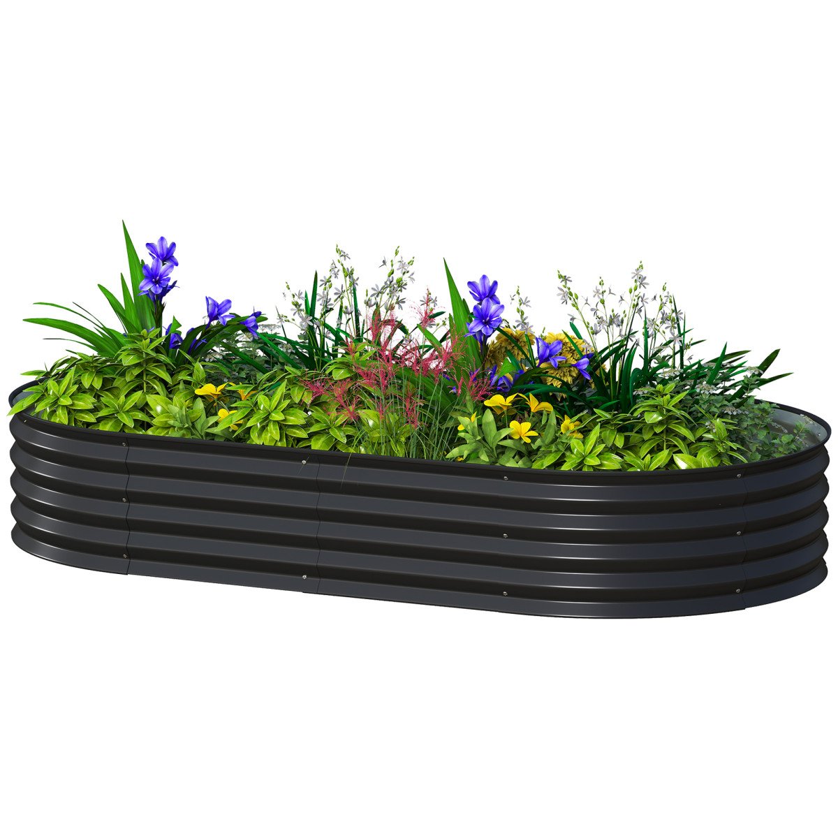 6 x 3 x 1ft Galvanized Raised Garden Bed Kit, Metal Planter Box with Safety Edging, Black