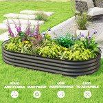 6 x 3 x 1ft Galvanized Raised Garden Bed Kit, Metal Planter Box with Safety Edging, Black