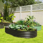6 x 3 x 1ft Galvanized Raised Garden Bed Kit, Metal Planter Box with Safety Edging, Black