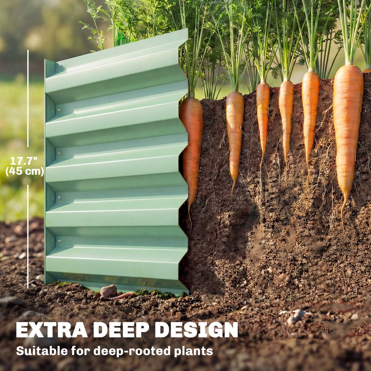8 x 1.3 x 1.5ft Galvanized Raised Garden Bed, Reinforced Outdoor Planter Box with Open Bottom, Light Green