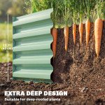 8 x 1.3 x 1.5ft Galvanized Raised Garden Bed, Reinforced Outdoor Planter Box with Open Bottom, Light Green