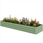 8'x2'x1' Galvanized Raised Bed, Large Elevated Planter Box for Growing Flowers, Herbs and Vegetables, Light Green