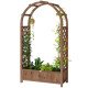Raised Garden Bed with Arch Trellis, Freestanding Garden Planter Box, Outdoor Planter Container, Dark Brown Wood Effect