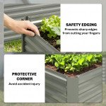 Set of 2 Galvanized Metal Planters for Outdoor Plants, 4' x 2' x 2' Raised Garden Bed, Light Grey