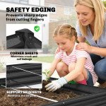 8 x 4 x 1ft Galvanized Raised Garden Bed, Reinforced Outdoor Planter Box with Open Bottom, Dark Grey