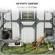 Catio Outdoor Cat Enclosure, 71" Wooden Cat House with Platforms, Condos and Waterproof Cover for 2–3 Kittens, Grey