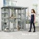 Catio Outdoor Cat Enclosure, 71" Wooden Cat House with Platforms, Condos and Waterproof Cover for 2–3 Kittens, Grey