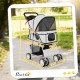 Pet Stroller for Dogs & Cats, Foldable Dog Stroller with Wheels, Reflective Strips, Brake, Pad and Basket, Grey