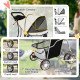Pet Stroller for Dogs & Cats, Foldable Dog Stroller with Wheels, Reflective Strips, Brake, Pad and Basket, Grey