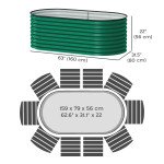 5 x 2.5 x 2 ft Galvanized Raised Garden Bed, Easy DIY Oval Planter Box with Safety Edging and Gloves, Dark Green