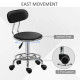 Faux Leather Salon Stool, Height Adjustable Rolling Stool with Footrest Ring, Back and Wheels for Beauty, Tattoo, Black