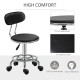 Faux Leather Salon Stool, Height Adjustable Rolling Stool with Footrest Ring, Back and Wheels for Beauty, Tattoo, Black