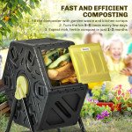 Rotating Composter, Compost Bin with 24 Vents and Steel Legs, 17 Gallon, Yellow