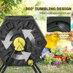 Rotating Composter, Compost Bin with 24 Vents and Steel Legs, 17 Gallon, Yellow