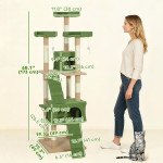 68-inch Multi-Level Cat Scratching Tree Kitty Activity Center Post Tower Condo Pet Furniture w/ Toy Green