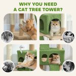 68-inch Multi-Level Cat Scratching Tree Kitty Activity Center Post Tower Condo Pet Furniture w/ Toy Green