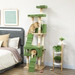 68-inch Multi-Level Cat Scratching Tree Kitty Activity Center Post Tower Condo Pet Furniture w/ Toy Green
