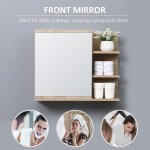 Medicine Cabinet with Mirror, Wall Mounted Bathroom Mirror Cabinet, Bathroom Wall Cabinet with 3 Open Shelves, Natural